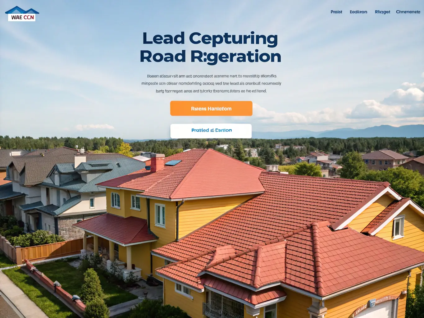 A clean and modern website design mockup specifically tailored for a roofing company, showcasing user-friendly navigation and compelling visual elements.